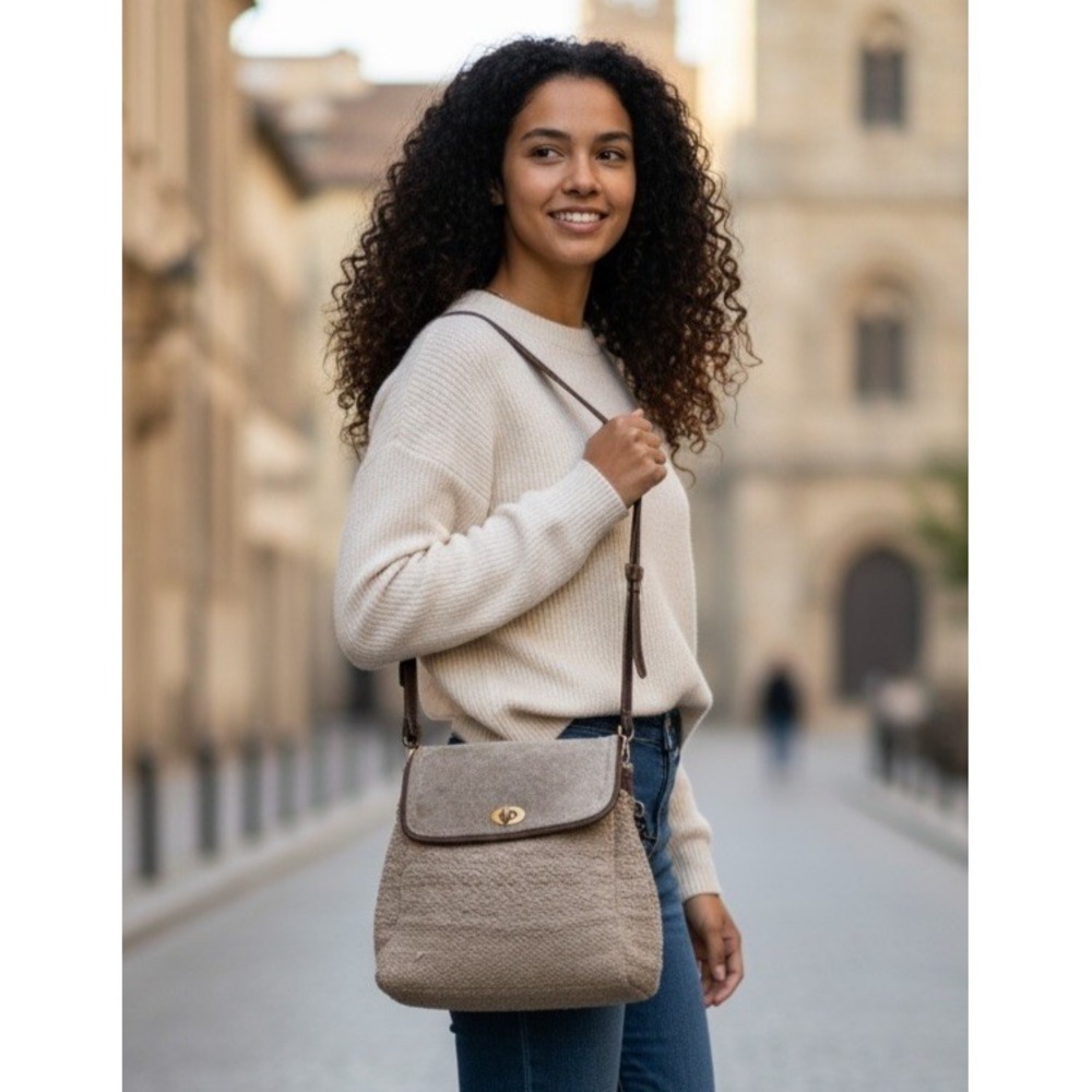 Myra Leather Crossbody Bag Backpack Purse Tweed‎ & Leather Convertible